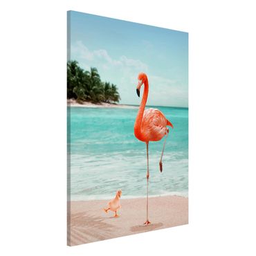 Magnetic memo board - Beach With Flamingo