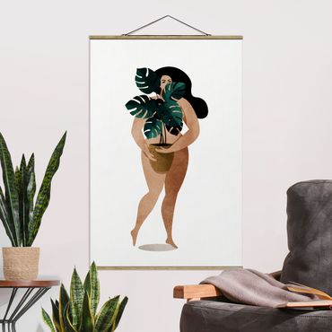 Fabric print with poster hangers - Miss Monstera
