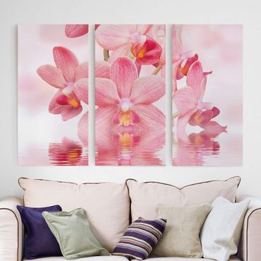 Print on canvas 3 parts - Light Pink Orchid On Water