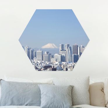 Alu-Dibond hexagon - Tokyo In Front Of Fuji