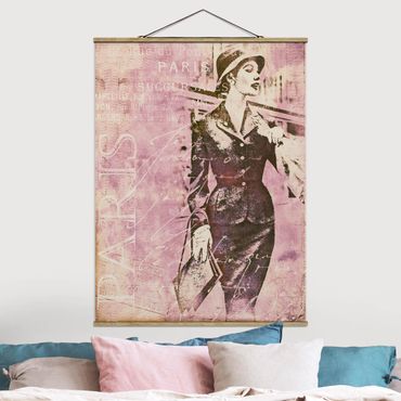 Fabric print with poster hangers - Vintage Collage - Parisienne
