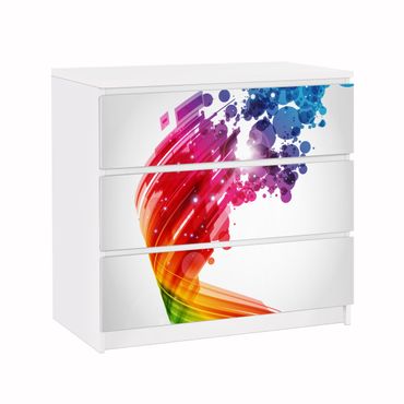 Adhesive film for furniture IKEA - Malm chest of 3x drawers - Rainbow Wave And Bubbles