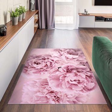 Vinyl Floor Mat - Pink Peonies - Landscape Format 4:3