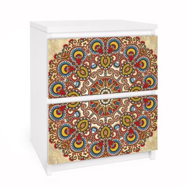 Adhesive film for furniture IKEA - Malm chest of 2x drawers - Coloured Mandala