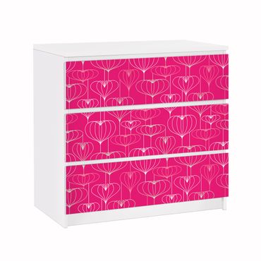 Adhesive film for furniture IKEA - Malm chest of 3x drawers - Heart pattern Design