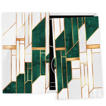 Stove top covers - Emerald And gold Geometry