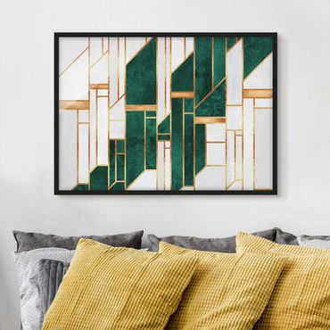Framed poster - Emerald And gold Geometry
