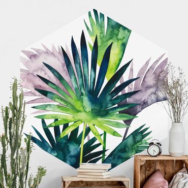 Self-adhesive hexagonal pattern wallpaper - Exotic Foliage - Fan Palm