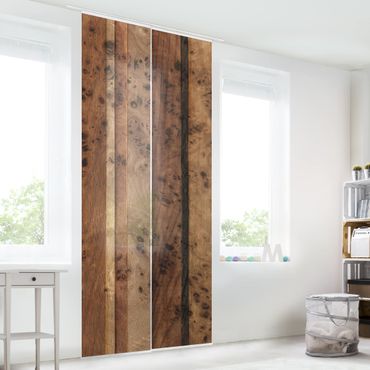 Sliding panel curtains set - Wooden Wall Bird