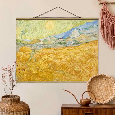 Fabric print with poster hangers - Vincent Van Gogh - The Harvest, The Grain Field