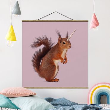 Fabric print with poster hangers - Hold On, Squirricorn!