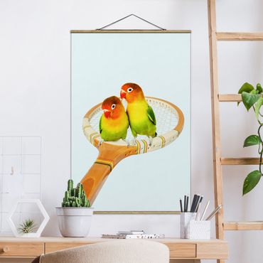 Fabric print with poster hangers - Tennis With Birds