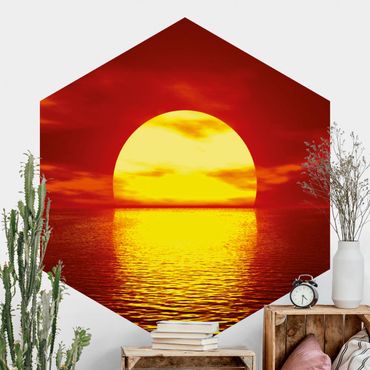 Self-adhesive hexagonal pattern wallpaper - Fantastic Sunset