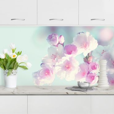 Kitchen wall cladding - Colourful Cherry Blossoms