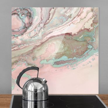 Splashback - Colour Experiments Marble Light Pink And Turquoise - Square 1:1