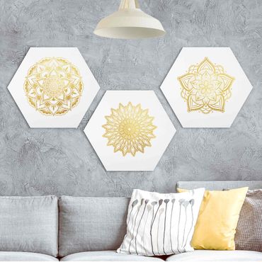 Forex hexagon - Mandala Flower Sun Illustration Set Gold