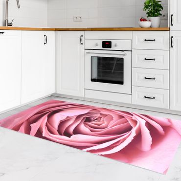 Vinyl Floor Mat - Pink Rose Blossom - Portrait Format 1:2