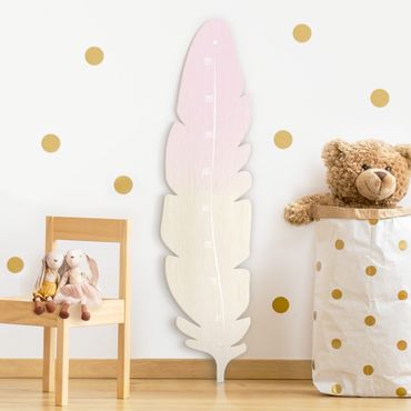 Wooden height chart for kids - Feather Pink
