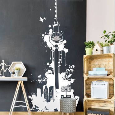 Wall sticker clock - Television tower