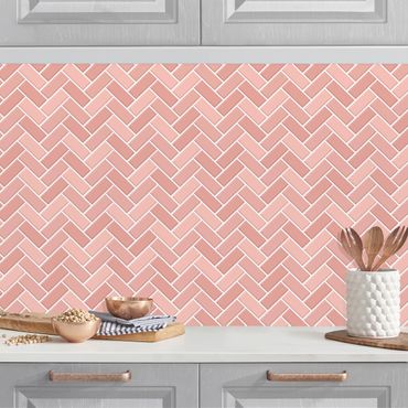 Kitchen wall cladding - Fish Bone Tiles - Antique Pink