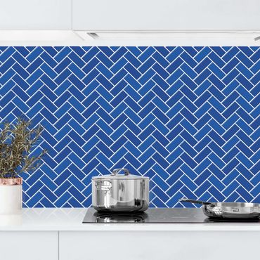 Kitchen wall cladding - Fish Bone Tiles - Blue