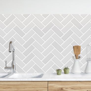 Kitchen wall cladding - Fish Bone Tiles - Light Grey