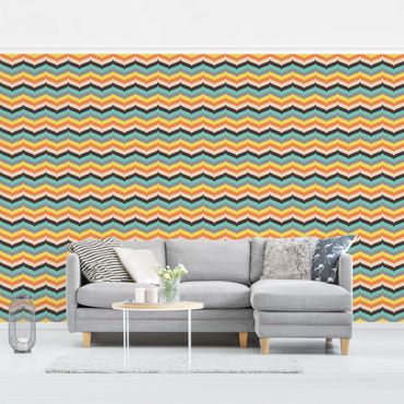 Wallpaper - Herringbone Pattern Autumn Atmosphere