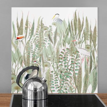 Splashback - Flamingo And Stork With Plants - Square 1:1