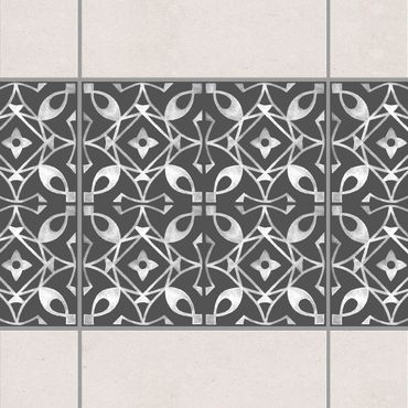 Tile sticker - Dark Gray White Pattern Series No.08