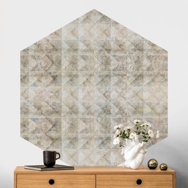 Self-adhesive hexagonal wallpaper - Tiles with Vintage Ornaments