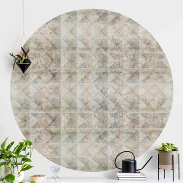 Self-adhesive round wallpaper - Tiles with Vintage Ornaments