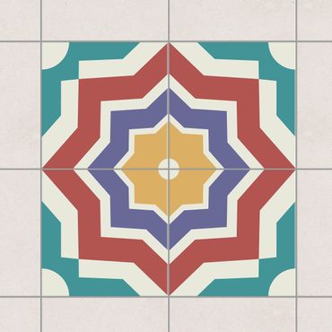 Tile sticker - 4 Moroccan tiles star pattern