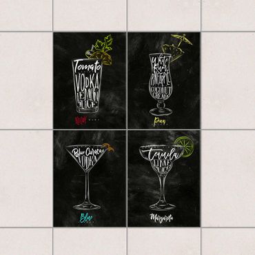 Tile sticker - Cocktails Chalkboard