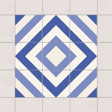 Tile sticker - Tile Sticker Set - Moroccan tiles check blue white