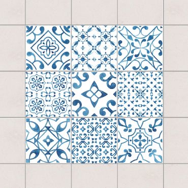 Tile sticker - Blue White Pattern Mix