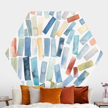 Self-adhesive hexagonal pattern wallpaper - Flowing Watercolour Beams
