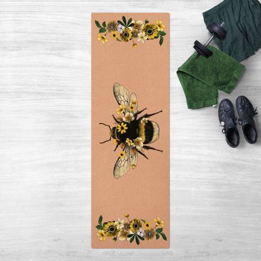 Cork mat - Floral Bumblebee - Portrait format 1:3