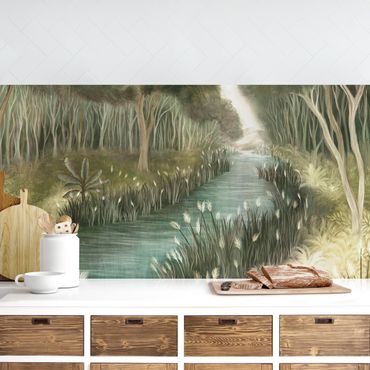 Kitchen wall cladding - River in Deep Jungle