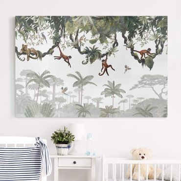 Print on canvas - Cheeky monkeys in tropical canopies - Landscape format 3:2