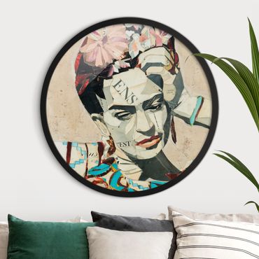 Circular framed print - Frida Kahlo - Collage No.1