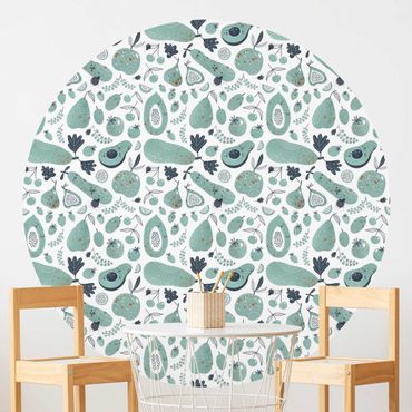 Self-adhesive round wallpaper - Fruit And Vegetables