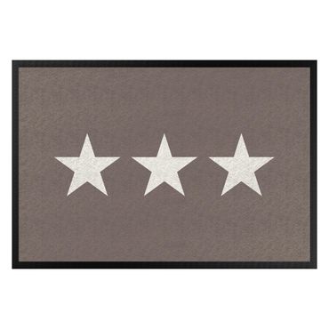 Doormat - Three Stars Grey Brown White