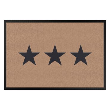 Doormat - Three Stars Khaki Dark Grey
