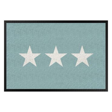 Doormat - Three Stars Turquoise Grey