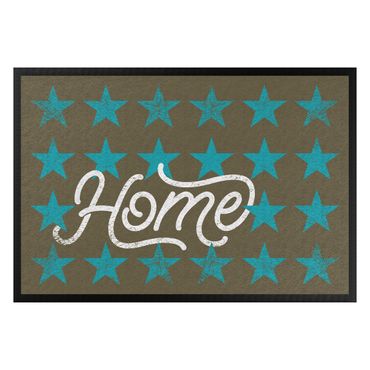Doormat - Home Stars Brown Turqoise Blue