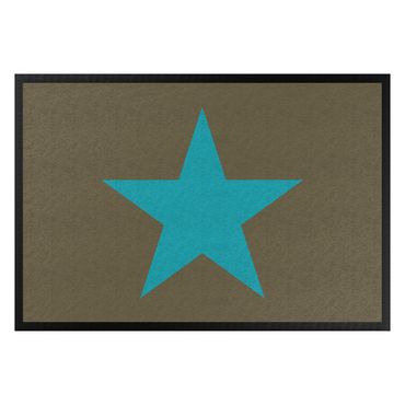 Doormat - Star In Brown Turqoise Blue