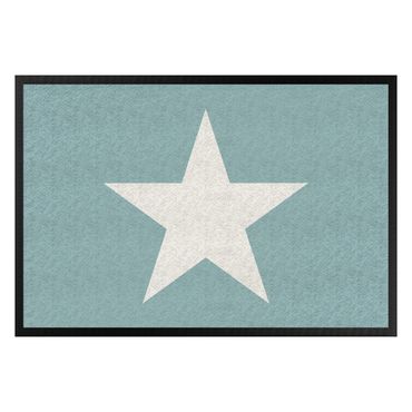 Doormat - Star In Turquoise Grey