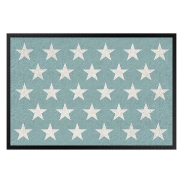 Doormat - Stars Staggered Turquoise Grey