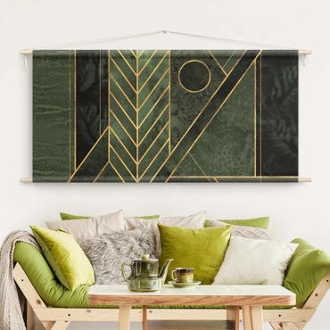 Tapestry - Geometric Shapes Emerald Gold