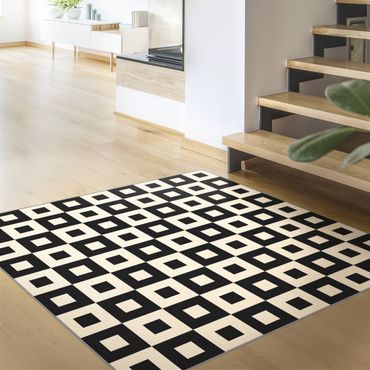 Rug - Geometrical Pattern of Black and Beige squares